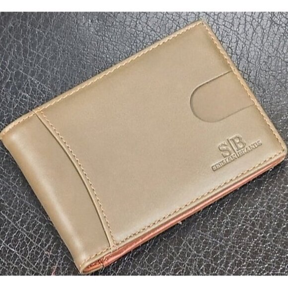 New RFID Blocking Slim Bifold Genuine Leather Thin Minimalist Front Pocket - Picture 1 of 3